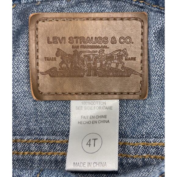 Levi Strauss Toddler Boys Denim Trucker Jacket 4T Snaps Biker Levi's Jean Jacket - Picture 8 of 8